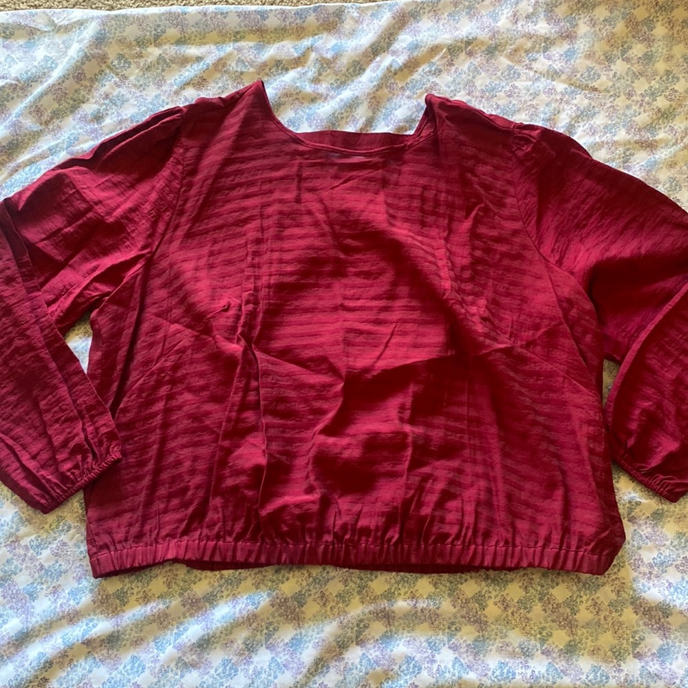 NWT Loft Plus, Cropped Burgundy Blouse
